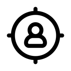 Target Person flat minimal outline icon representing focus, audience, and modern user identification design