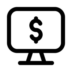 Dollar Earnings flat minimal outline icon representing income, payment, and modern financial management design