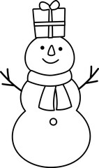 Snowman character outline .
Winter Christmas snowman coloring page and template isolated.
Transparent background. SVG.