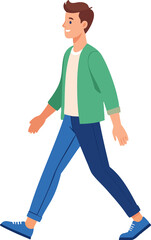 Fototapeta premium Man walking forward as casual pedestrian during daily city commute