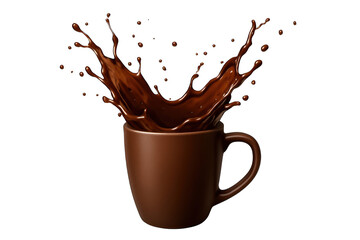 Chocolate Splash in a Brown Mug on Black Background isolated
