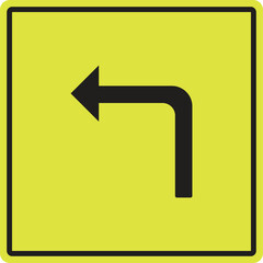Yellow square sign with black left arrow