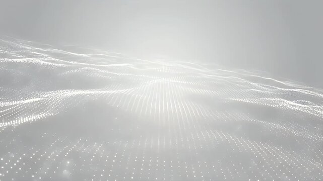 Abstract White Digital Wave and Grid Background Loop: Clean Data Visualization, Sound Wave, or Technology Backdrop - Powered by Adobe