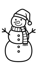 Cute Snowman Coloring Page – Winter Holiday Outline Illustration