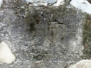 Cracked Grimy Cement Wall. Textured surface of an old cement wall with cracks and dirt stains, showing natural aging pattern