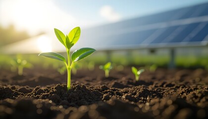 Environment Sustainability with Solar Energy and Green Plant Growth.