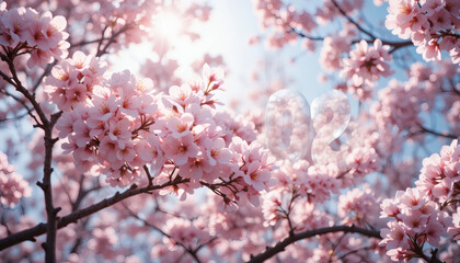 Cherry blossoms blooming with soft sunlight, representing renewal and beauty of new cycles