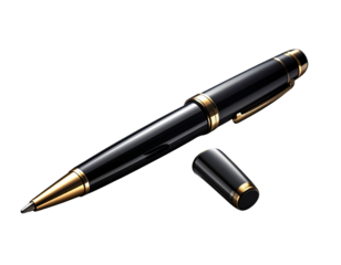 Classic Black Ballpoint Pen with Elegant Reflection