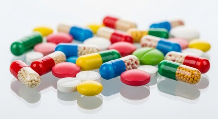 Assortment of Colorful Pharmaceutical Pills and Capsules.