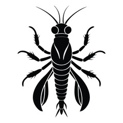 Minimal Mantis Shrimp Logo Design in Silhouette Style