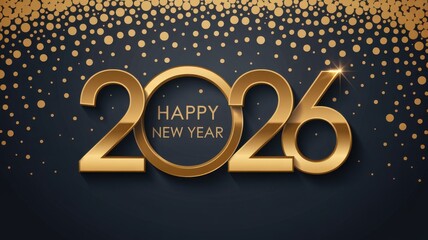 Golden 2026 happy new year celebration with glittering festive background