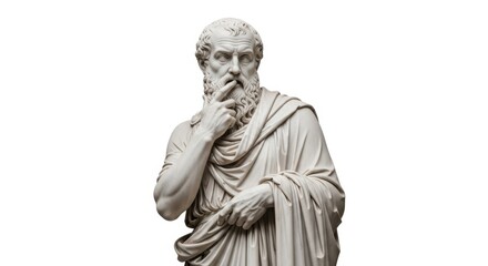 Obraz premium Ancient Greek philosopher statue with thoughtful gesture.