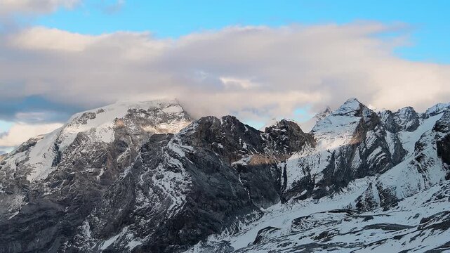 Ortles sunset, Stelvio pass landscape in the winter season