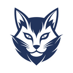 Modern Cat Head Logo Silhouette Vector on White Background