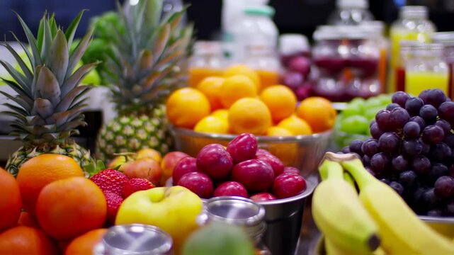 Fresh Fruit Display - A Colorful and Healthy Food Selection.