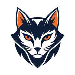 Modern Cat Head Logo Silhouette Vector on White Background