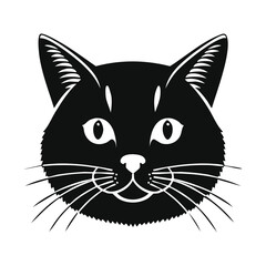 Black Cat Head Silhouette Vector Illustration Halloween or Pet Shop Icon Feline Animal Face Graphic