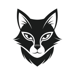 Modern Cat Head Logo Silhouette Vector on White Background