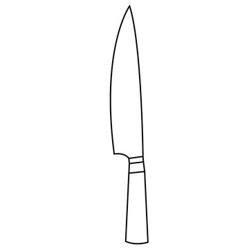 Minimalist Kitchen Knife Vector Icon Illustration Black and White Line Art for Cooking and Culinary Design Projects