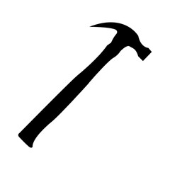 Claw Hammer Black Silhouette Icon, Simple Hand Tool for Construction and Carpentry Vector