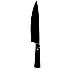 Chef's Knife Black Silhouette Icon, Simple Kitchen Utensil and Cooking Tool Vector