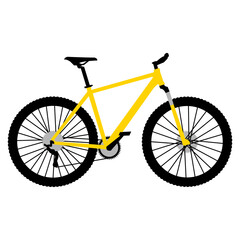 Fototapeta premium Yellow Mountain Bike Flat Icon, Simple Bicycle for Sport and Outdoor Activity Vector