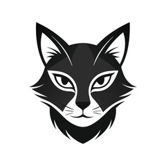 Modern Cat Head Logo Silhouette Vector on White Background