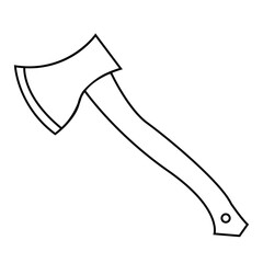 Simple Axe or Hatchet Outline Icon, Wood Cutting Tool Line Art Vector Illustration
