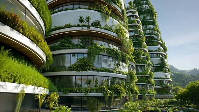 Vertical Oasis: Capturing a glimpse of innovative urban design with a vibrant vertical garden, a testament to sustainable architecture harmonizing with nature's beauty.