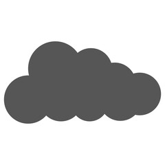 Simple Dark Gray Cloud Shape Icon or Symbol, Weather and Computing Graphic Vector Illustration