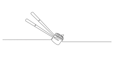 Continuous Line Art Drawing of Sushi Rolls,Sushi rolls, Hosomaki, maki one line art. Continuous line drawing of sushi, japanese, food,one line art vector illustration,
