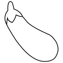 Simple Black and White Outline Eggplant or Aubergine Icon, Vegetable Food Line Art Drawing Vector