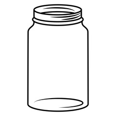 Empty Mason Jar Outline Icon Vector Line Art Drawing of a Glass Canning Jar