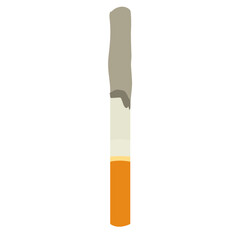 Smoldering Cigarette Vector Illustration with Ash and Filter Tobacco Icon