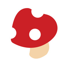 Simple Flat Design Red and White Spotted Mushroom Icon, Forest and Fairy Tale Fungi Vector
