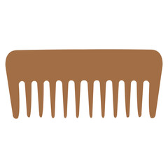 Simple Flat Brown Comb Icon with Wide Teeth, Hair Care and Barber Shop Tool Vector