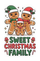 Gingerbread Family Christmas Card Design Sweet Holiday Illustration Theme