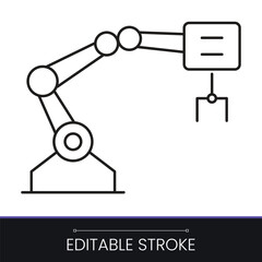 Industrial Robotic Arm Outline Icon