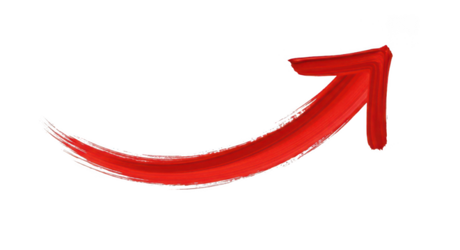 A red arrow pointing to the right on transparent background