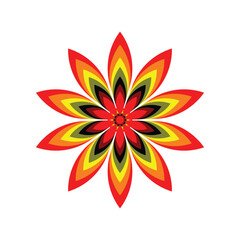 Obraz premium Vibrant floral illustration with red green and blue petals