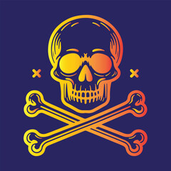 Classic skull and crossbones emblem symbol featuring crossed bones and x marks for danger warning or pirate theme