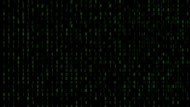 Binary Code Rain with Depth of Field and Light Effects