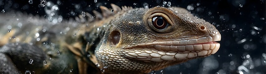 A lizard is shown with its head tilted to the side