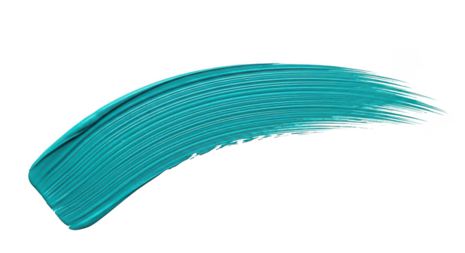 A turquoise paint stroke isolated on transparent background