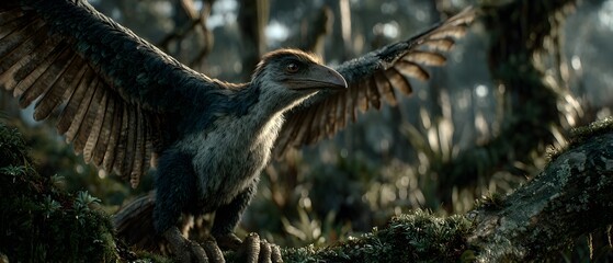 A bird with a long beak is perched on a tree branch