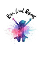 Rise Lead Repeat Inspirational Watercolor Graphic Design for Motivational Concepts