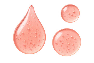 Salmon colored serum with bubbles on black background for skincare concept