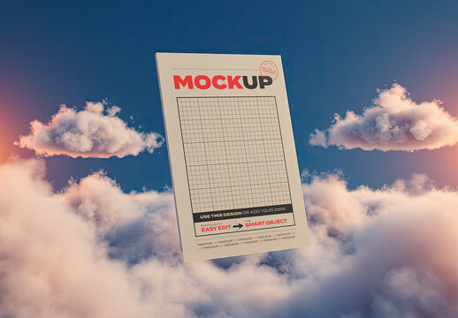 Page Mockup on the Sky with Clouds