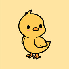 fun cute chick colored cartoon character isolated drawing line style sketch classic vintage design illustration