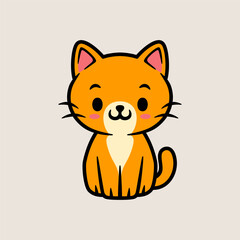 fun cute kitten colored cartoon character isolated drawing line style sketch classic vintage design illustration